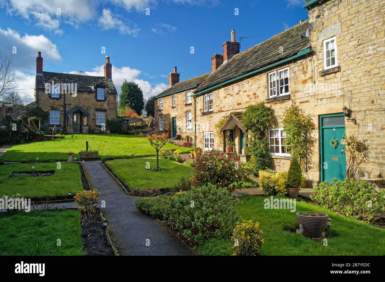 UK,South Yorkshire,Rotherham,Wentworth,Cottages in Paradise Square Stock Photo