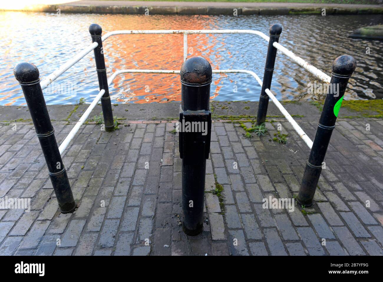 Unusual gateway on the canal towpath in Birmingham, West Midlands, UK Stock Photo