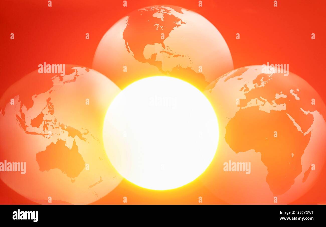 Planet Earth orbiting the sun Stock Photo