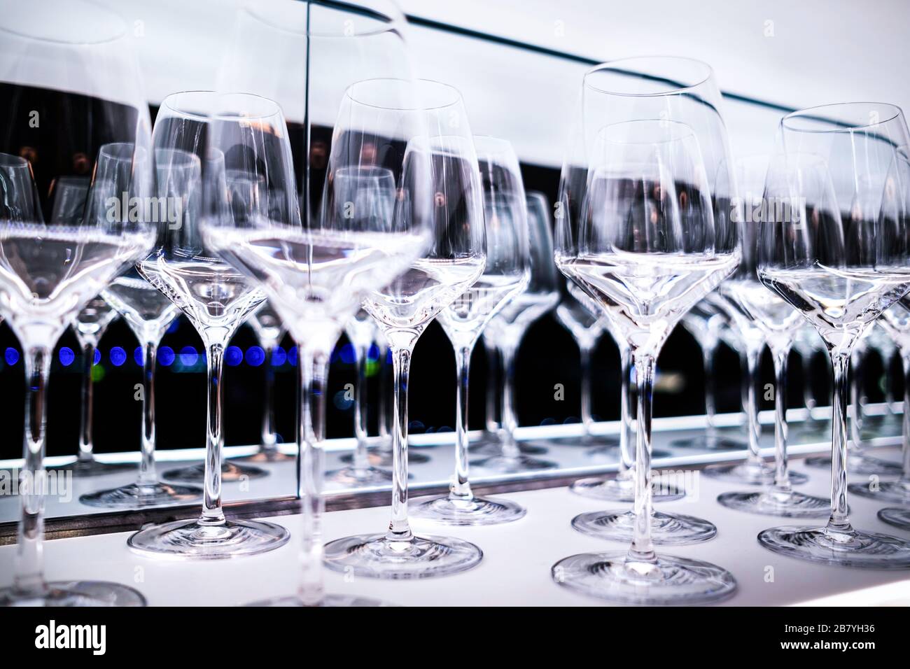 Empty wine glasses Stock Photo