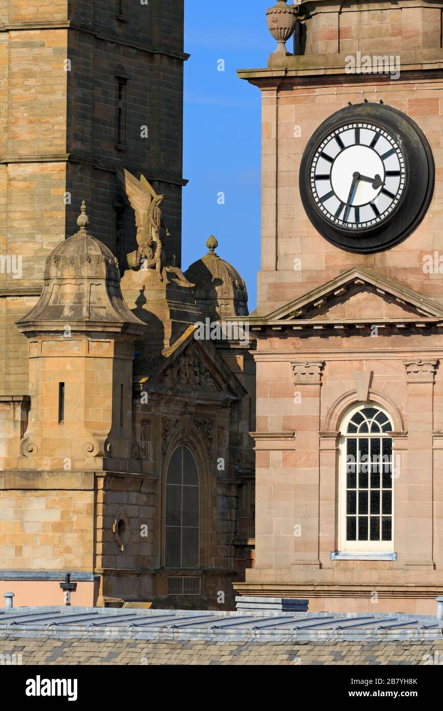 Victoria Tower & Well Park Church steeple (Clock), Greenock, Inverclyde, Scotland, United Kingdom Stock Photo
