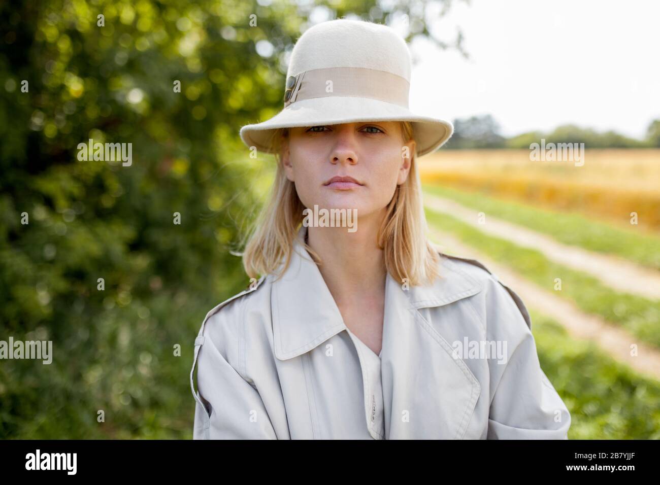 Young woman with fedora Stock Photo
