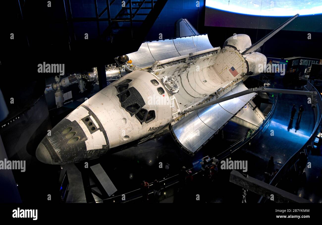 Space Shuttle Atlantis is on display at the Kennedy Space Center Visitor Complex Stock Photo