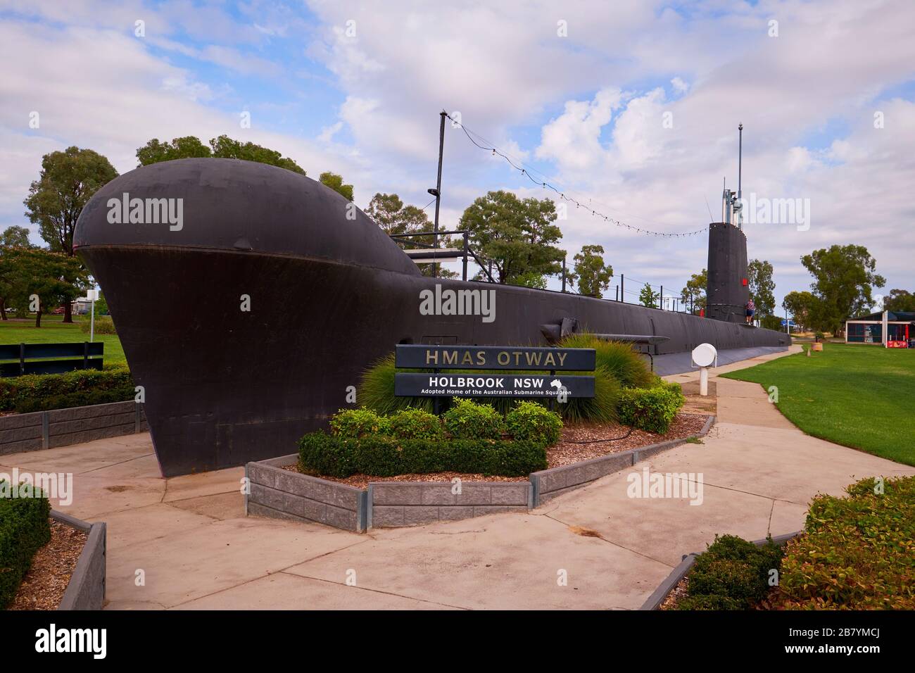 The actual HMAS Otway submarine, half buried. At the Commander Holbrook park in Hollbrook, NSW, Australia. Stock Photo