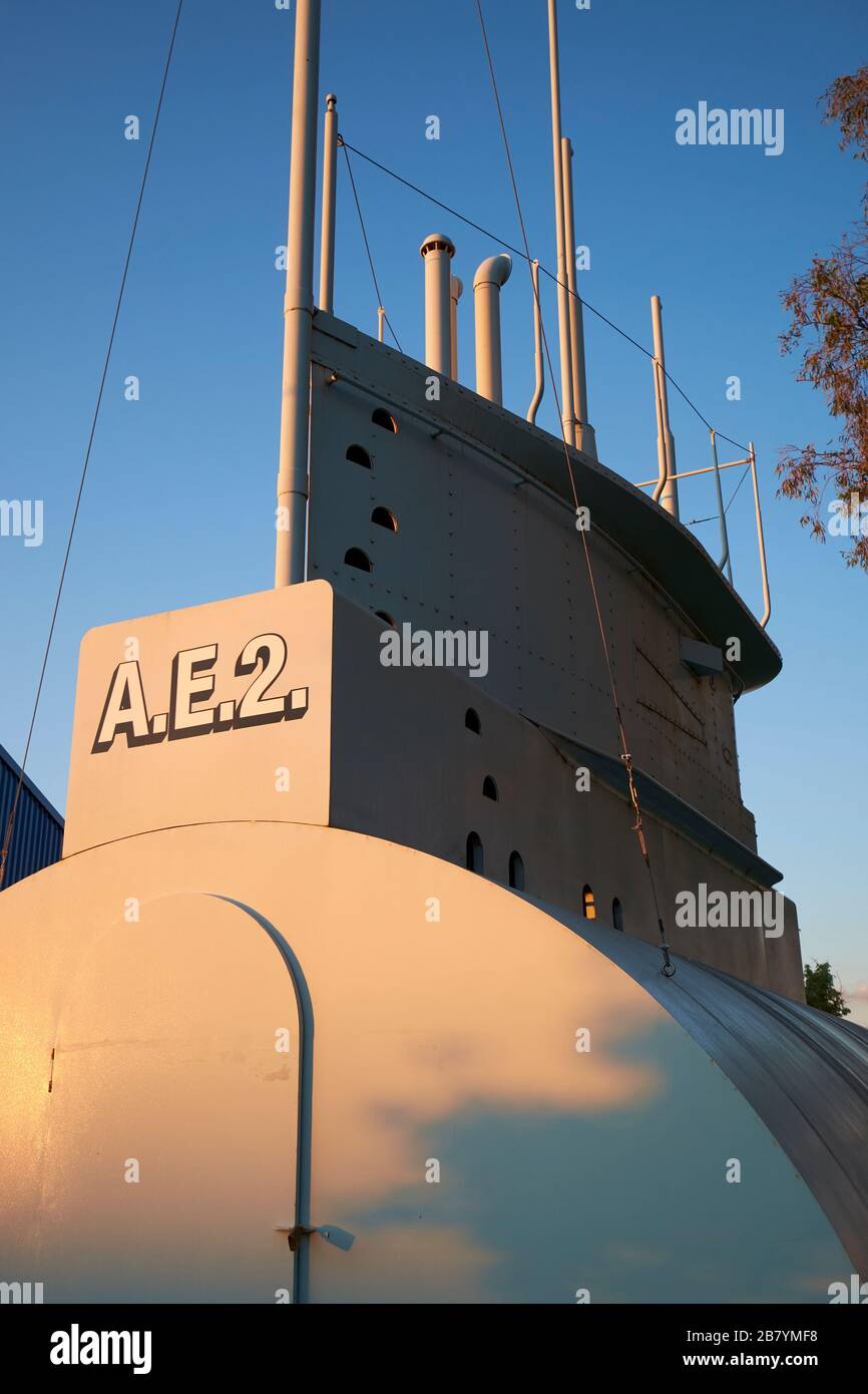 A conning tower and periscope of submarine A.E.2. At the Commander Holbrook park in Hollbrook, NSW, Australia. Stock Photo