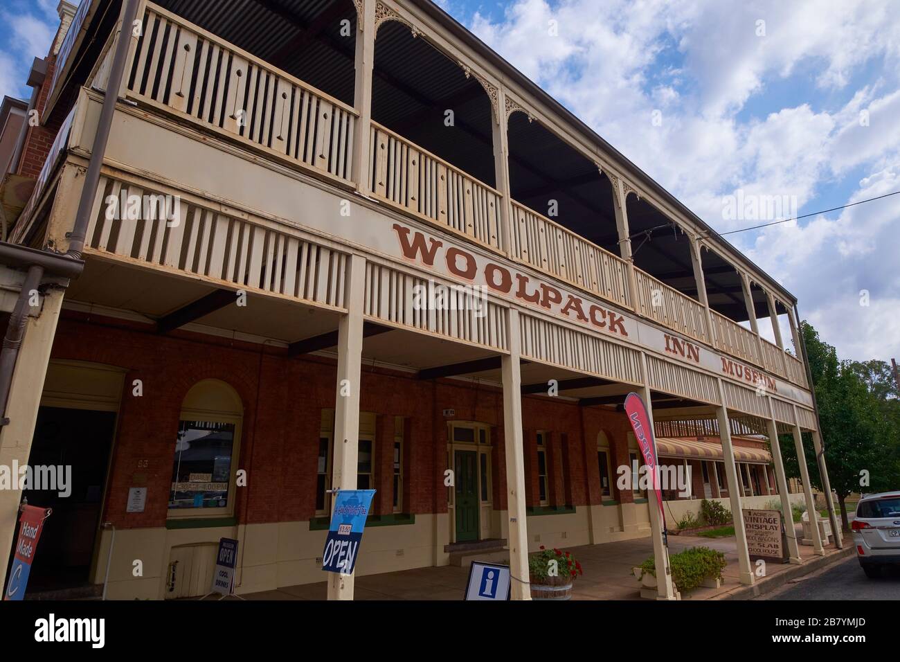 The main, front entrance to the Woolpack Museum in Holbrook, Australia. It was a hotel at one point. Stock Photo