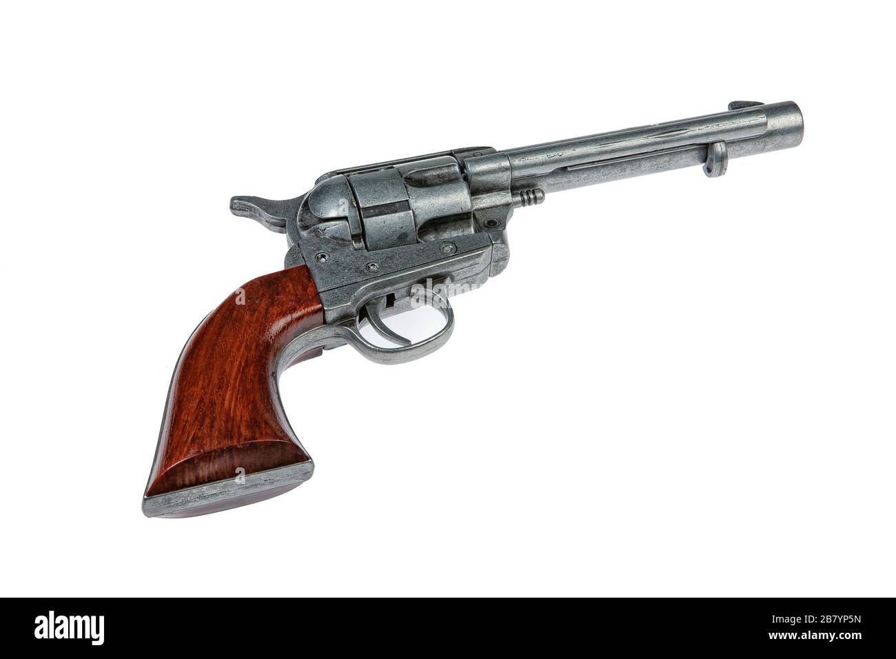 Old army single action revolver on an isolated studio background Stock Photo
