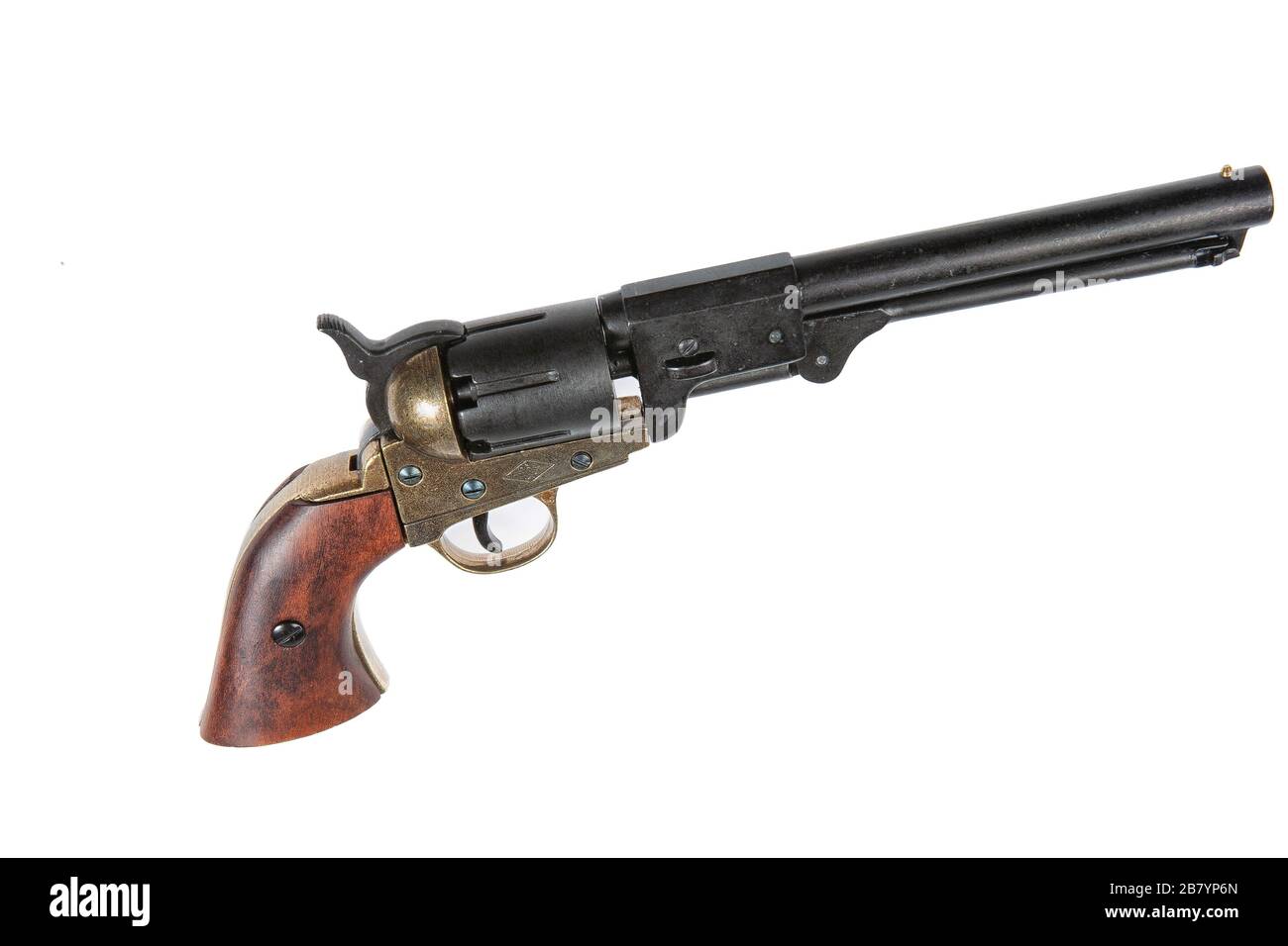 Old single action revolver on an isolated studio background Stock Photo