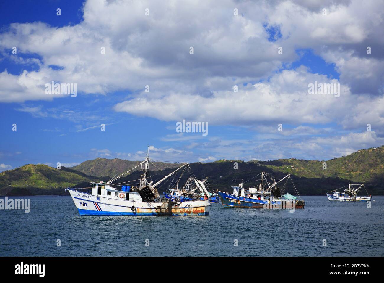 Fishing boats, Papagayo Peninsula, Guanacaste, Costa Rica Stock Photo