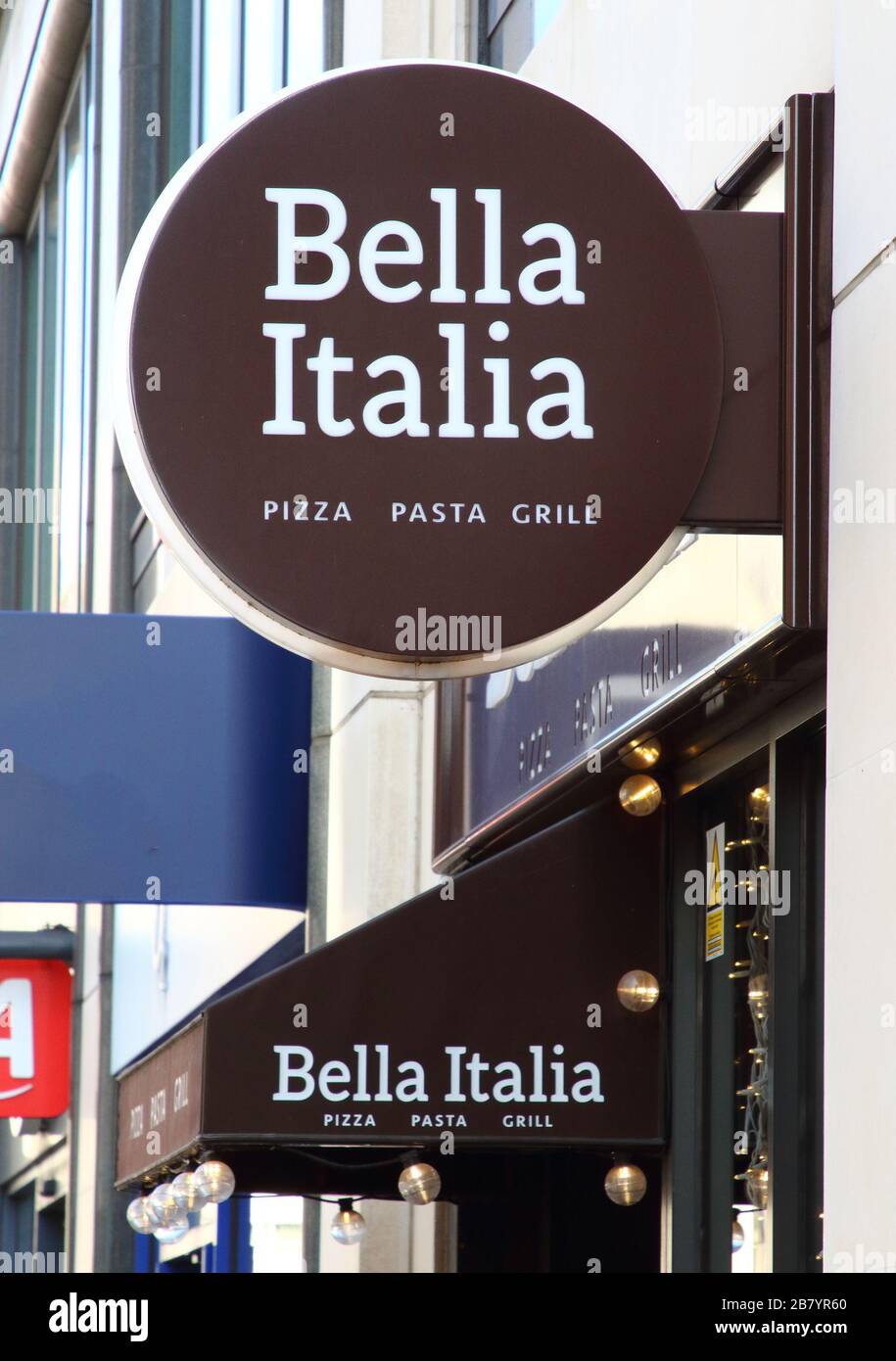 Bella Italia, a chain of Italian restaurants, is one group of eateries with it's future now under threat due to the spread of the coronavirus.The long term survival of the UK's Pub, Restaurant and Entertainment industry is under threat after the Prime Minister Boris Johnson told Britons to avoid pubs, clubs, restaurants and theatres in the national fightback against coronavirus. Stock Photo