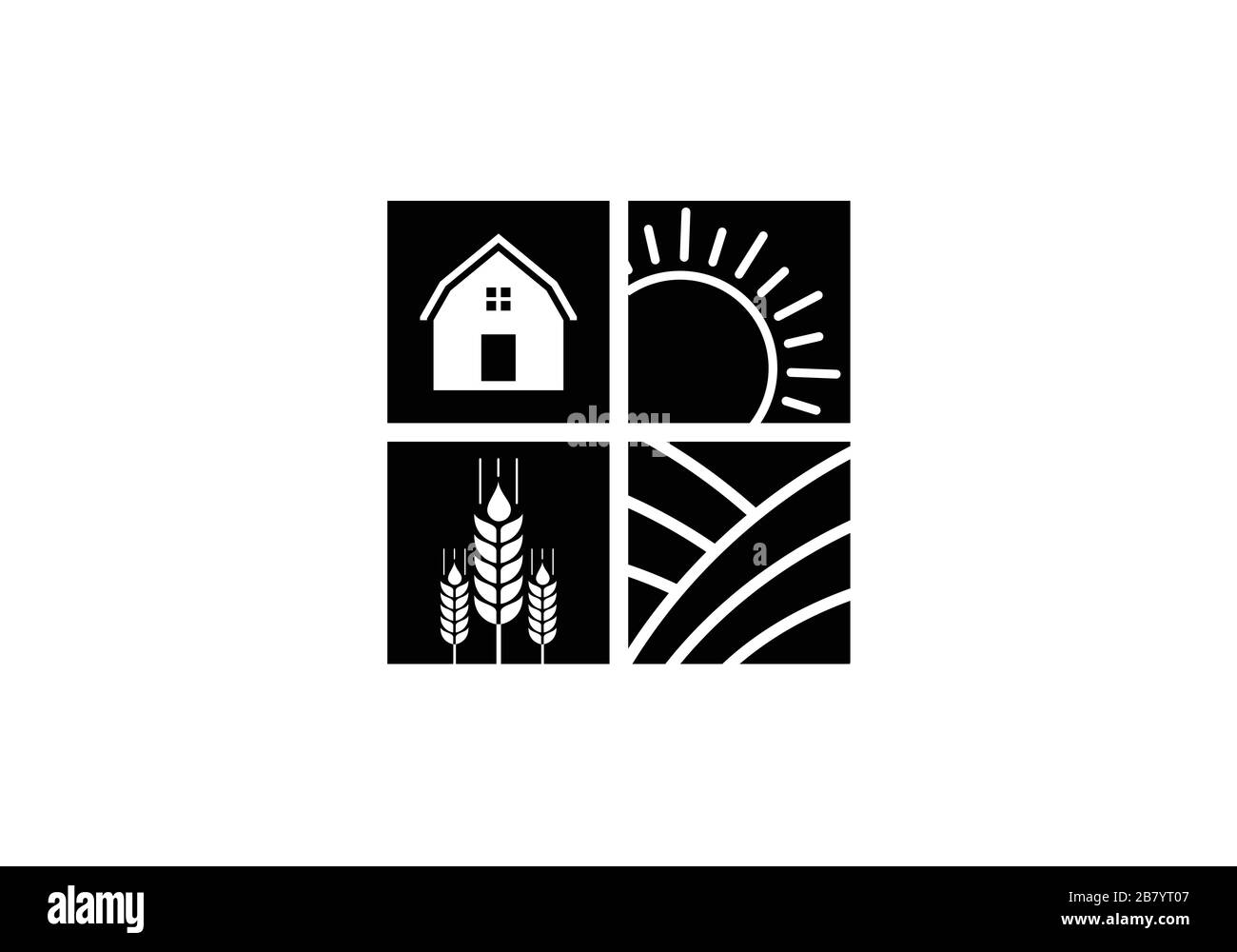 Farm House concept logo. Label for natural farm products. Black logotype isolated on white background. Stock Vector