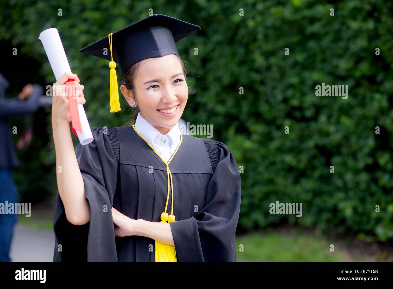 Happy graduated student girl, congratulations - graduate education success - concept education. Stock Photo