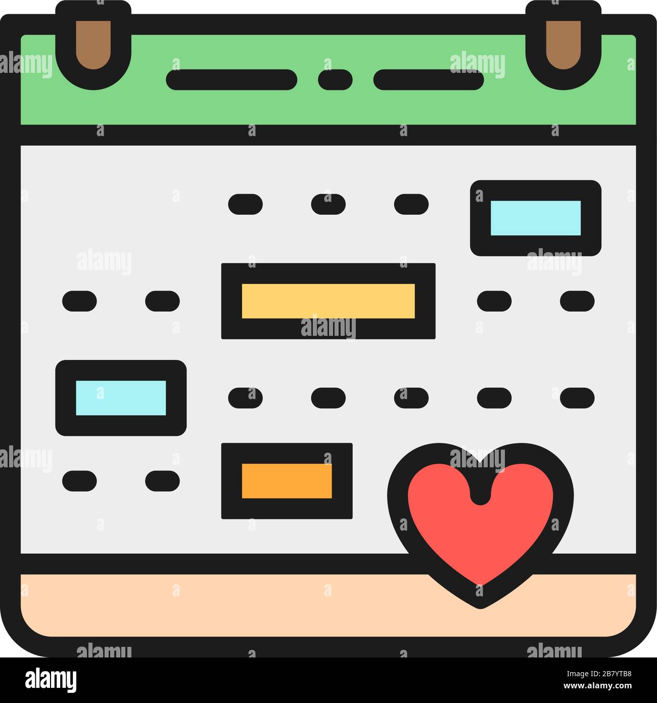 Love calendar, wedding date, valentines day flat color line icon Stock ...