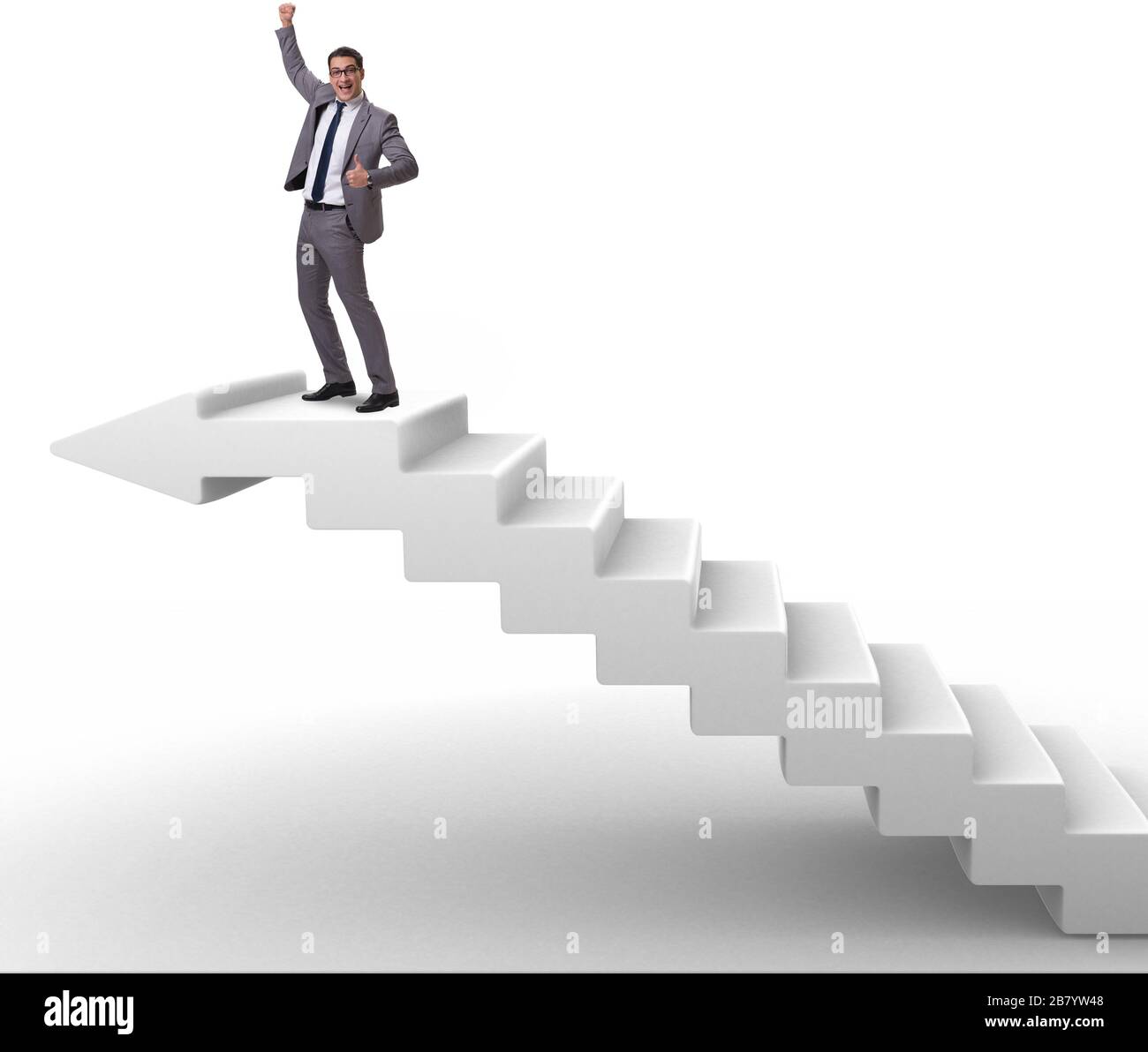 The businessman climbing career ladder in business concept Stock Photo ...