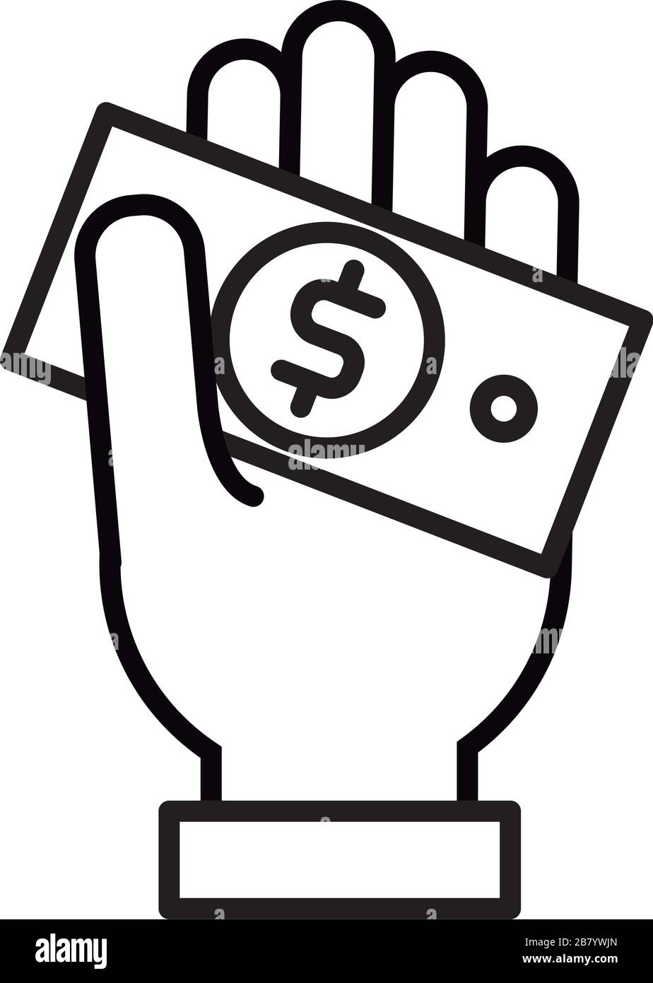 hand with bill money dollar line style Stock Vector Image & Art - Alamy