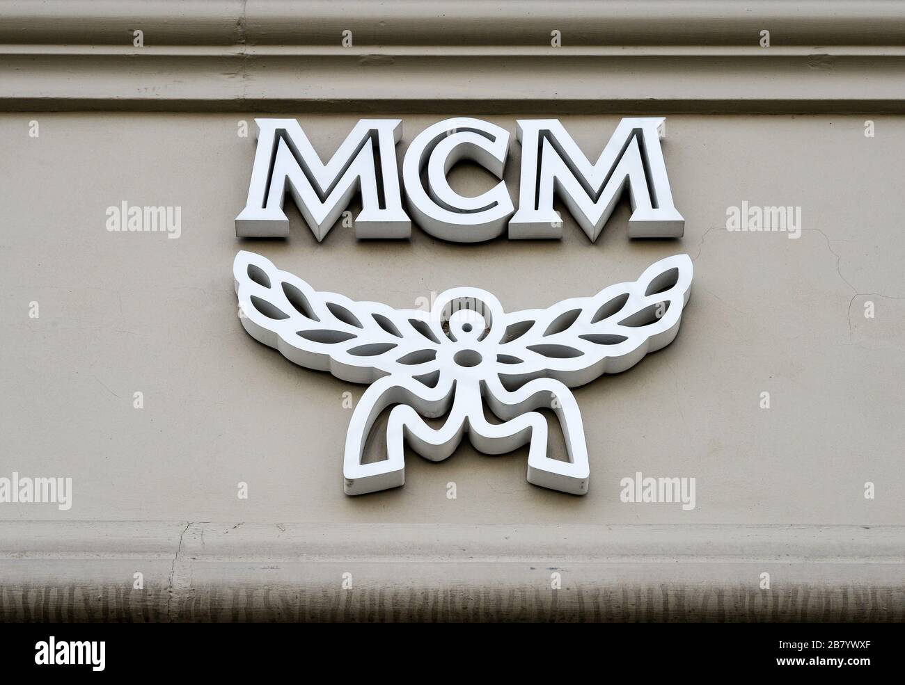 Berlin, Germany. 18th Mar, 2020. The logo of the label MCM, known ...