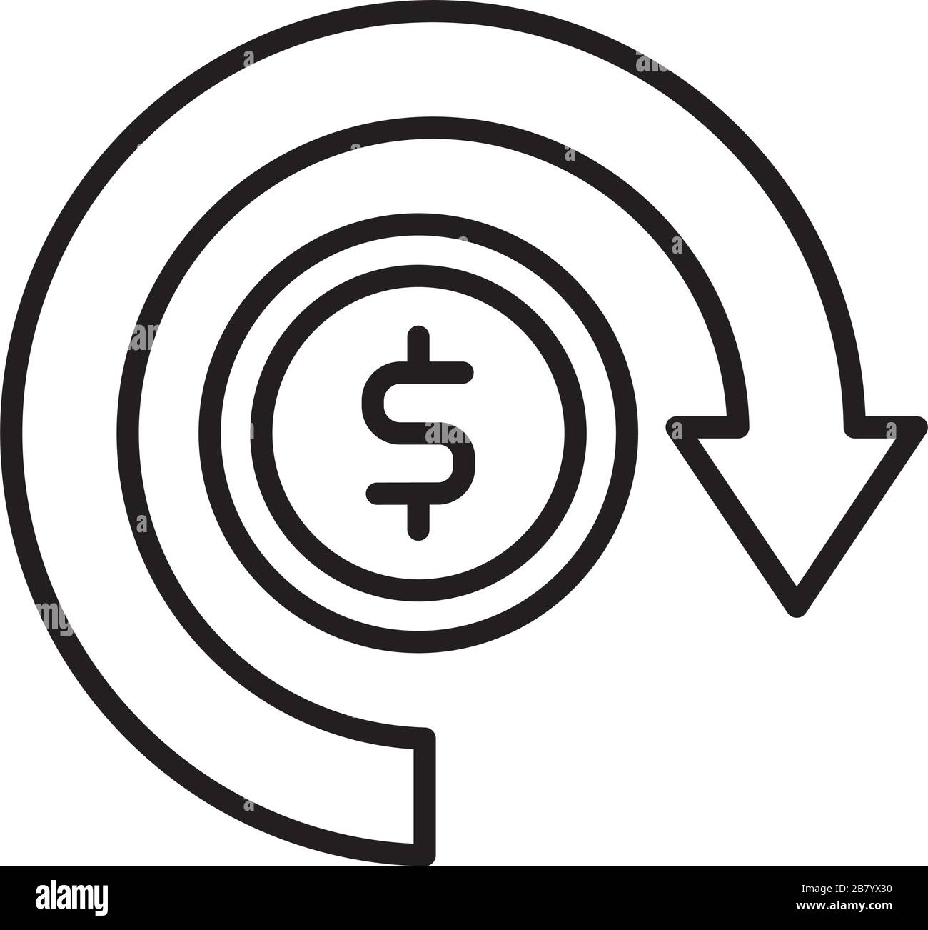 coin money dollar with arrow around line style Stock Vector Image & Art ...