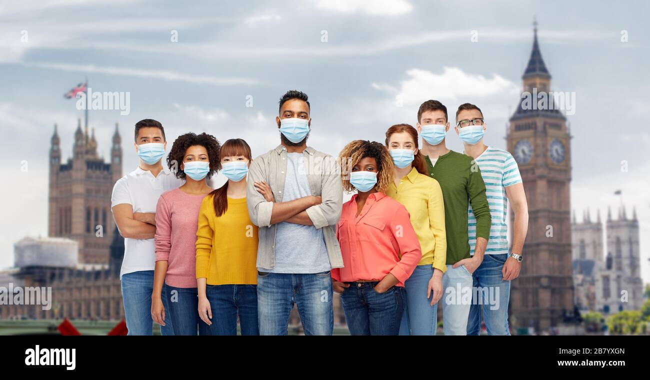 people wearing protective medical mask in england Stock Photo - Alamy