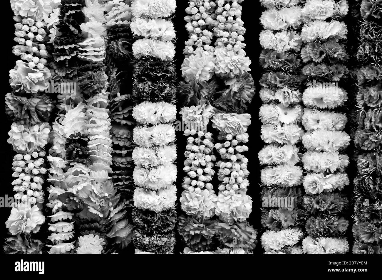 Artificial flowers garlands, Horniman Circle, Fort, Bombay, Mumbai, Maharashtra, India, Asia Stock Photo