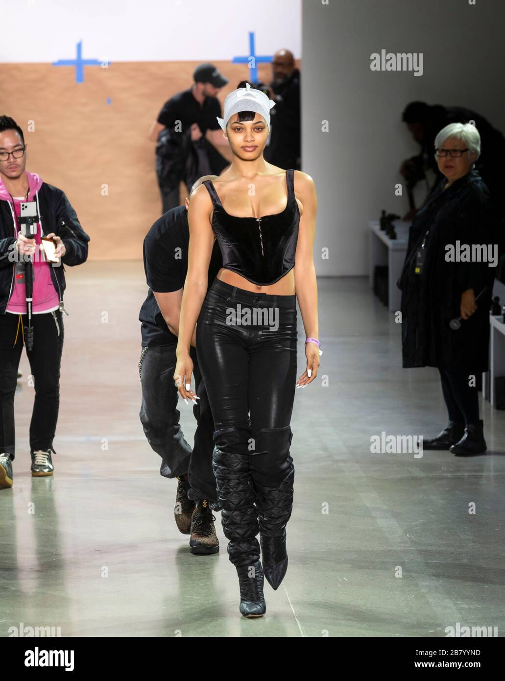 New York, New York - Feb. 08, 2020: Danielle Herrington prepares for