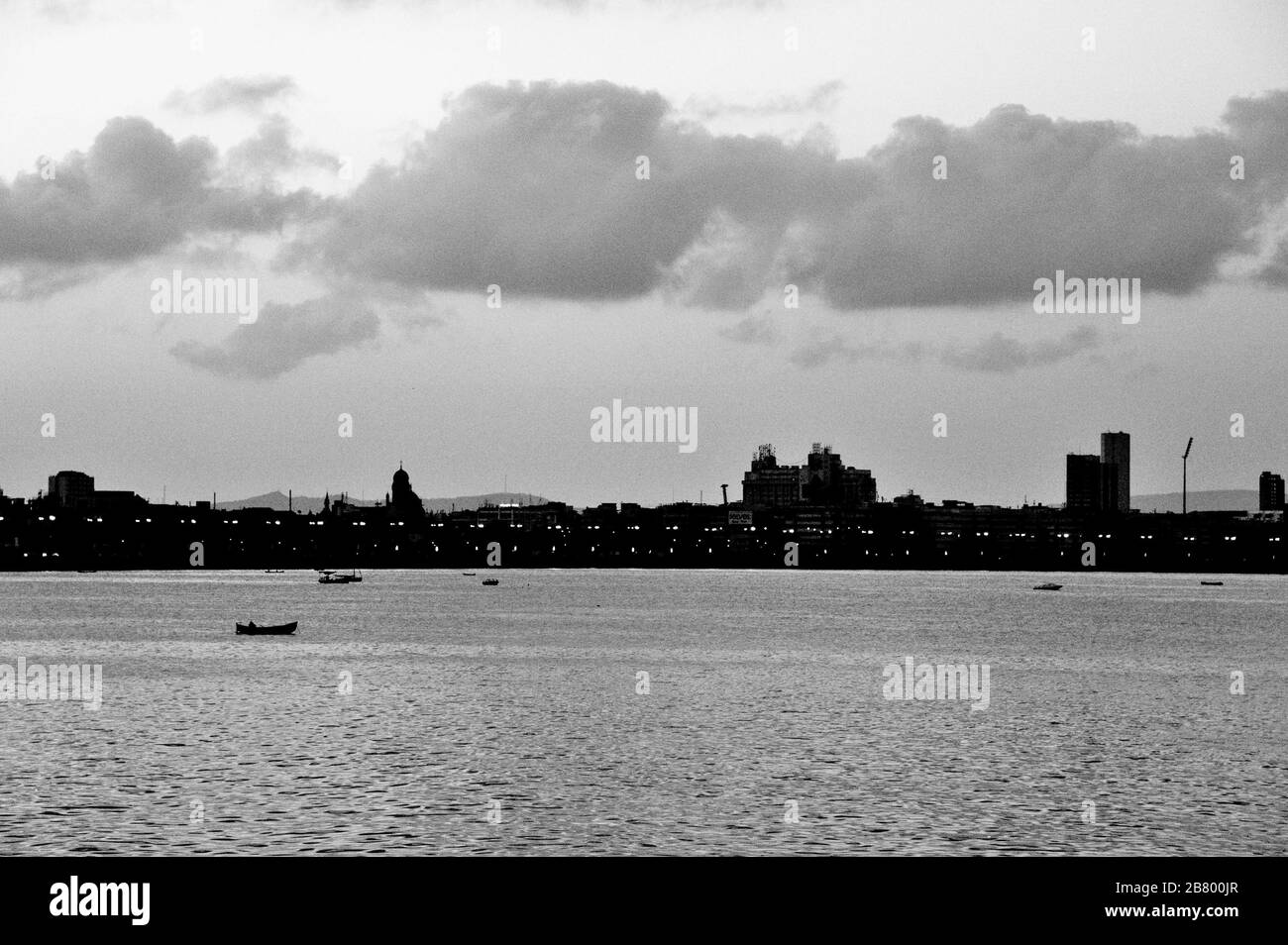 Morning skyline, Marine Drive, Bombay, Mumbai, Maharashtra, India, Asia Stock Photo