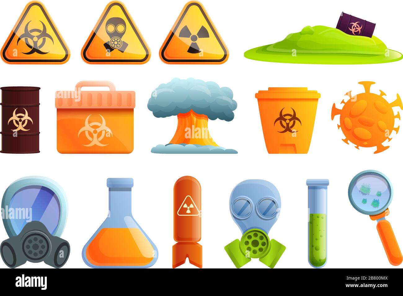 Biohazard icons set. Cartoon set of biohazard vector icons for web ...