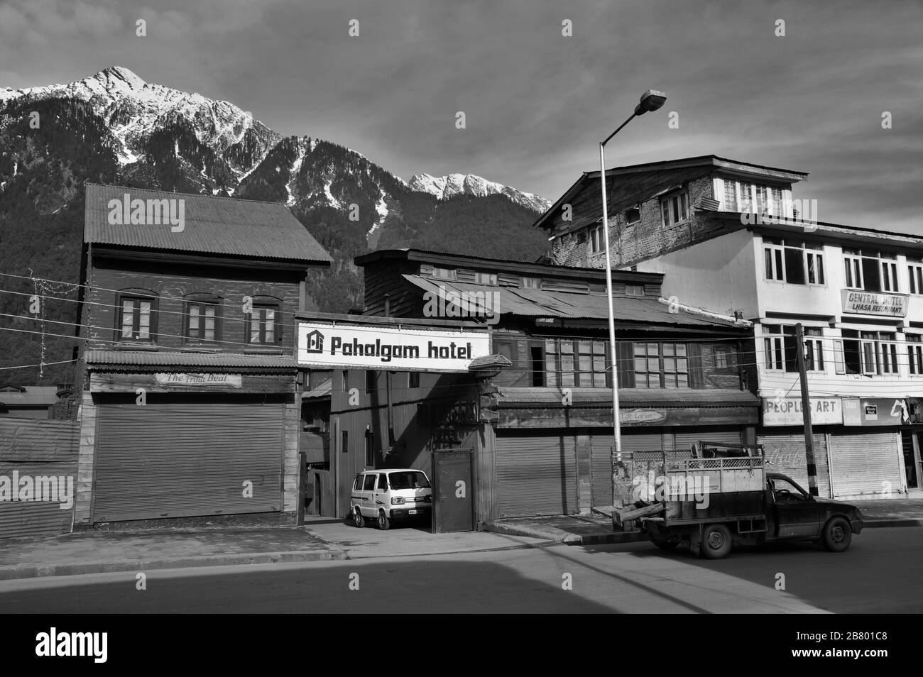Pahalgam Hotel entrance, Pahalgam, Kashmir, Jammu and Kashmir, India, Asia Stock Photo