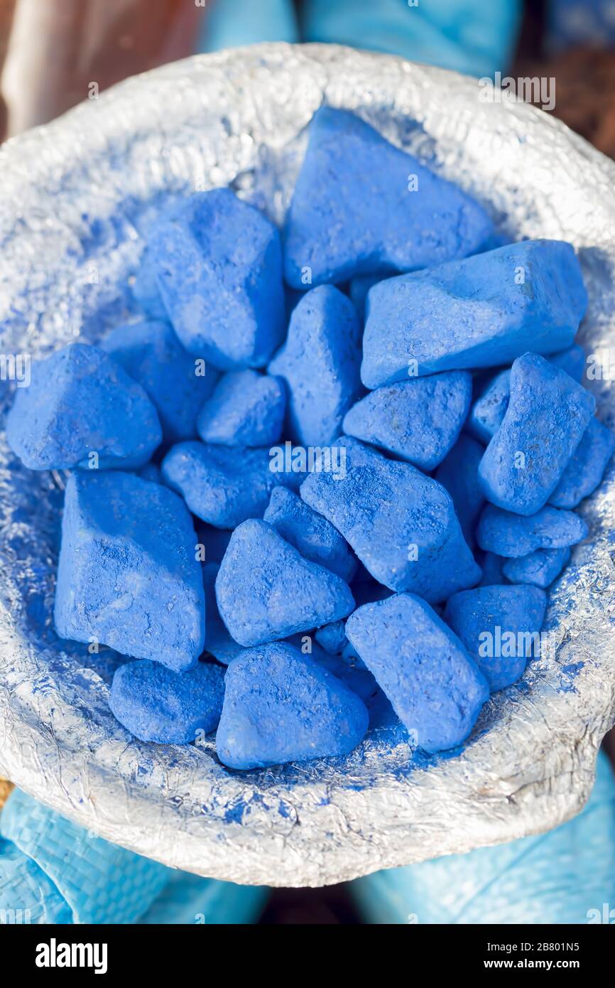 Cobalt stones, display, medina market, Morocco Stock Photo