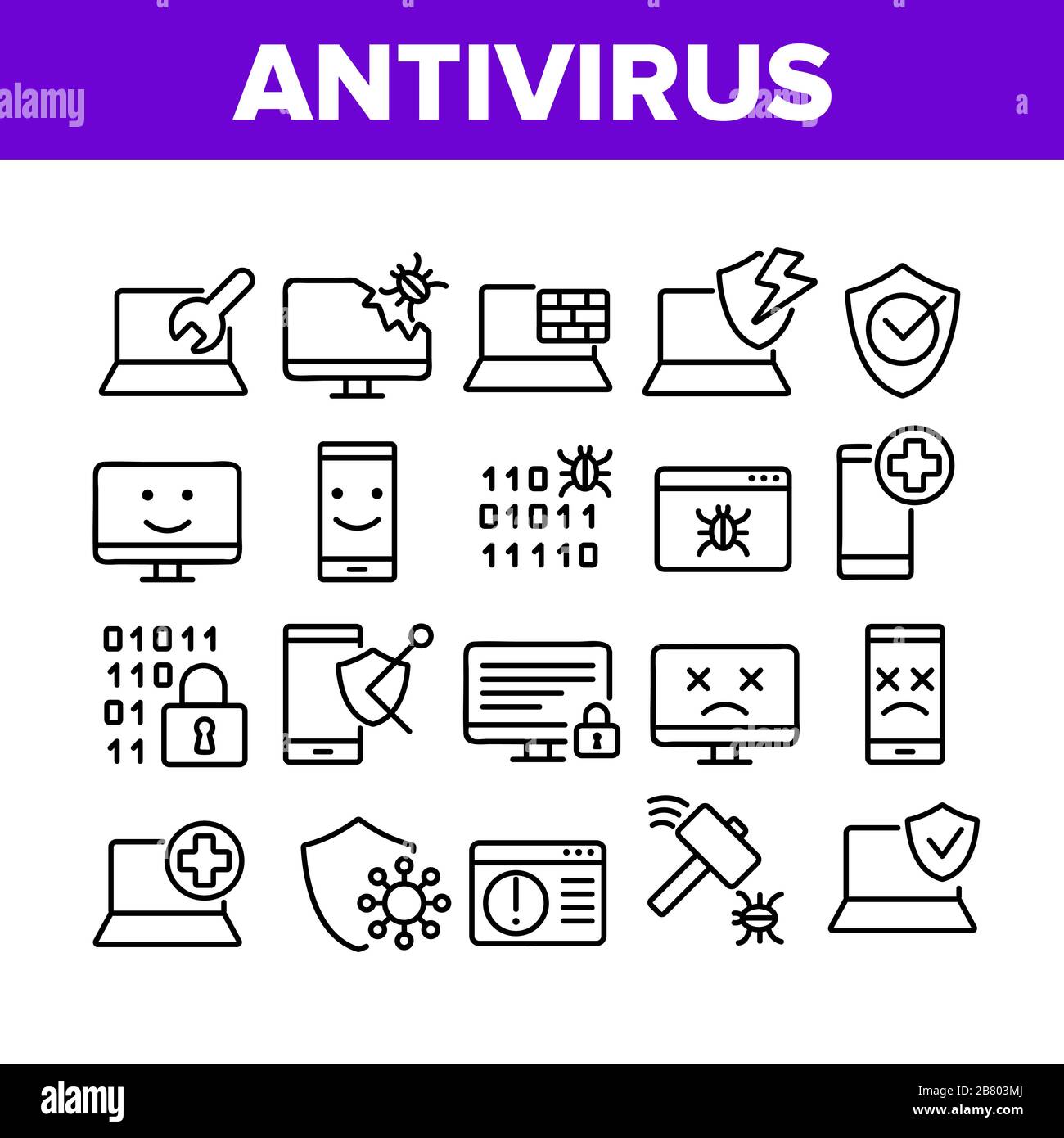 Antivirus Program Collection Icons Set Vector Stock Vector Image & Art ...
