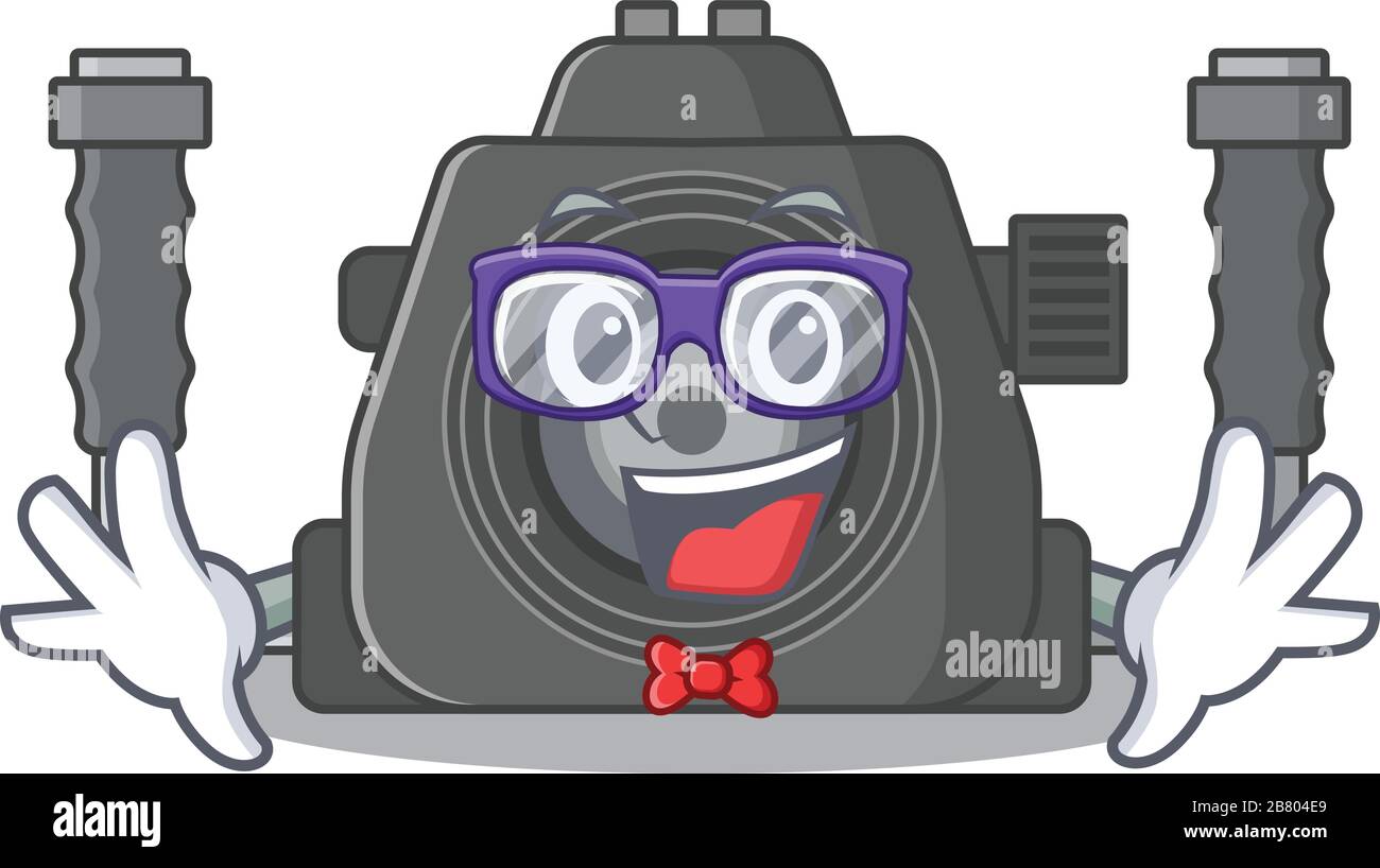 Super Funny Geek underwater camera cartoon character design Stock ...