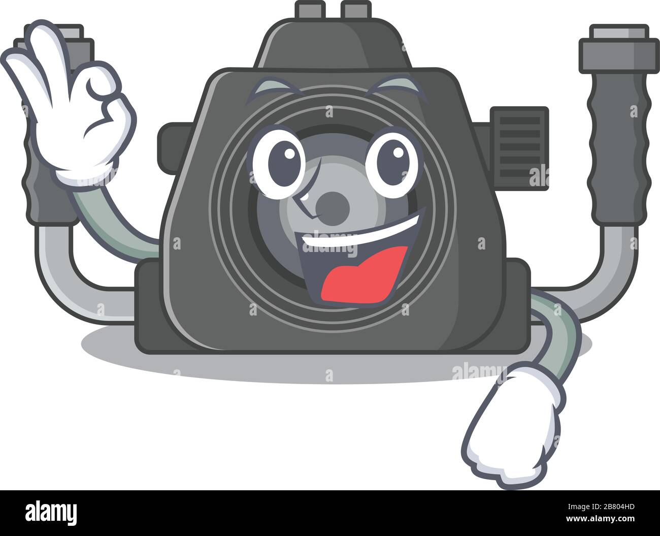 Underwater camera cartoon character design style making an Okay gesture ...