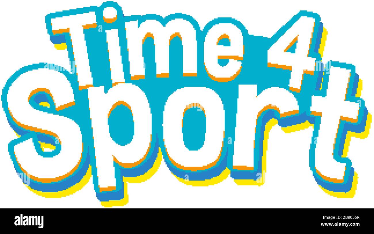 Font design for word time for sport with words in blue illustration