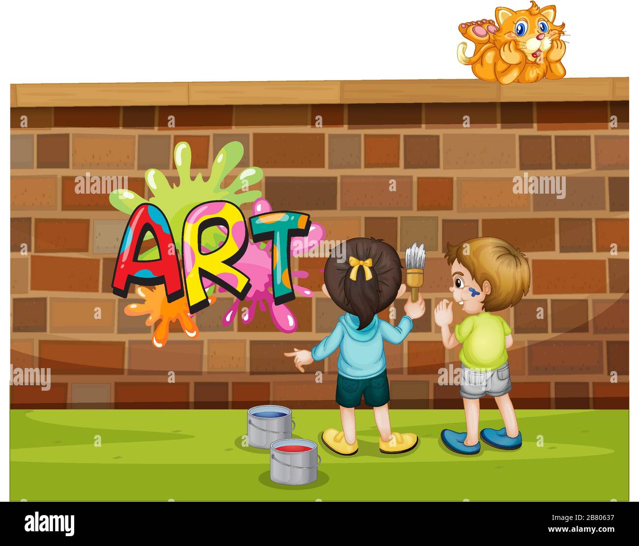Font design for word art with kids painting on the wall illustration Stock Vector Image & Art