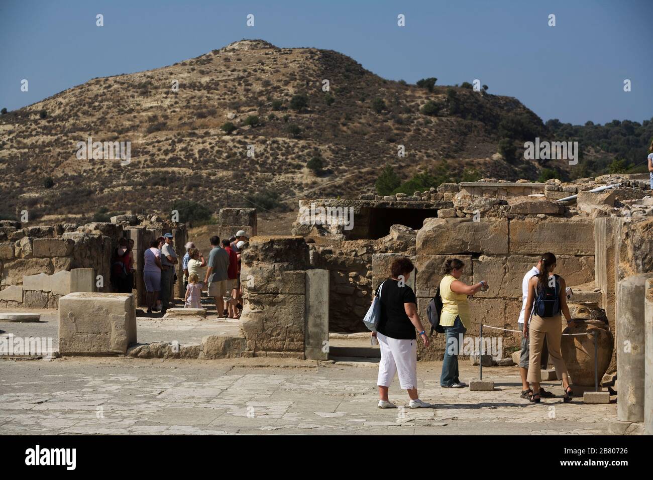 Palace of Festos site. Crete island. Greece. Mediterranean Sea. Stock Photo