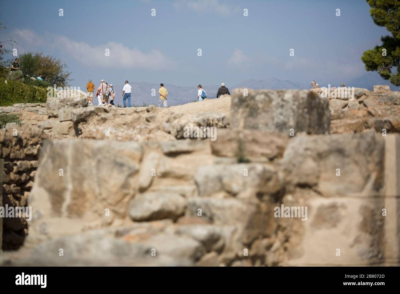 Palace of Festos site. Crete island. Greece. Mediterranean Sea. Stock Photo