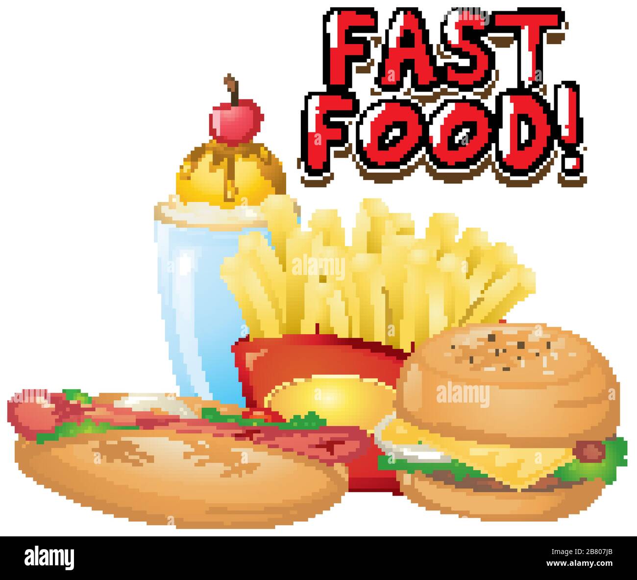 Fast Food Word Design Font design for word fastfood with many kind of food illustration Stock ...