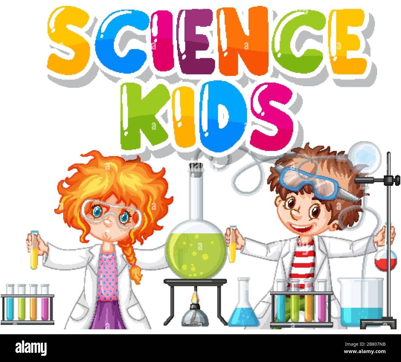 font-design-for-word-science-kids-with-children-in-science-lab