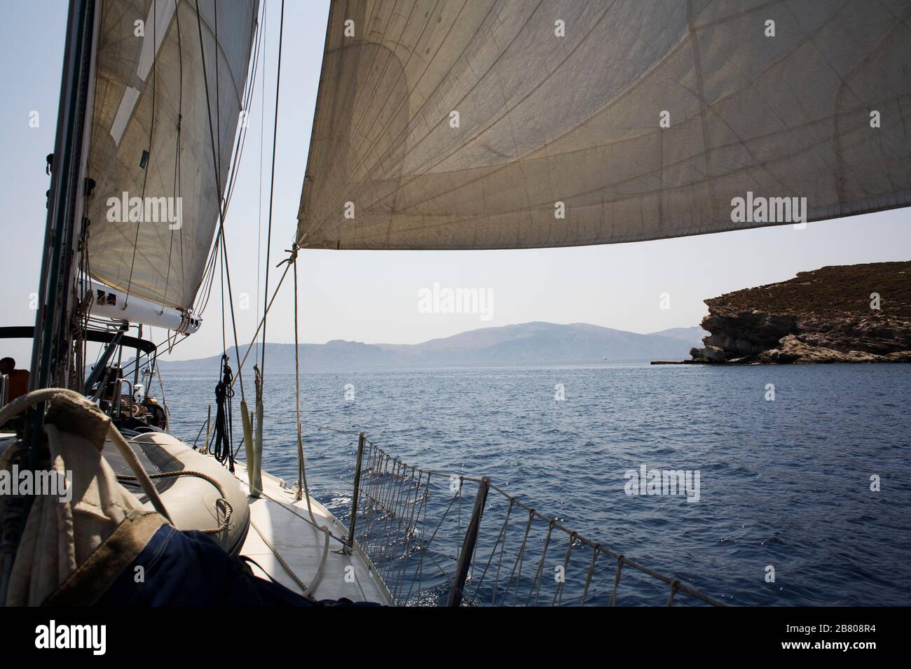 Egean islands and Peleponese peninsula. Egean Sea, Mediterranean. Greece (Hellas), Europe. Stock Photo