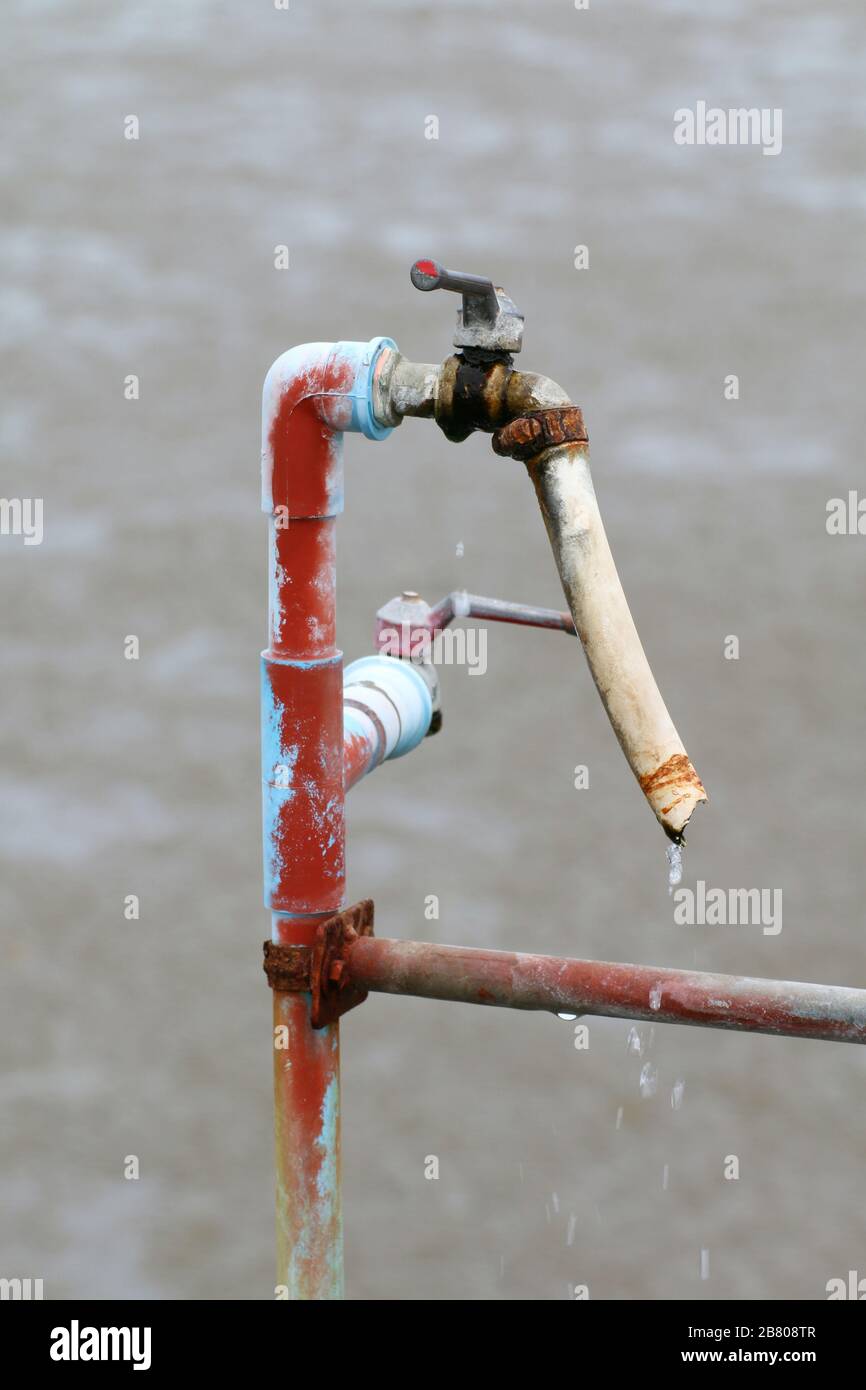 Tap the old water, Old water pipes Stock Photo Alamy