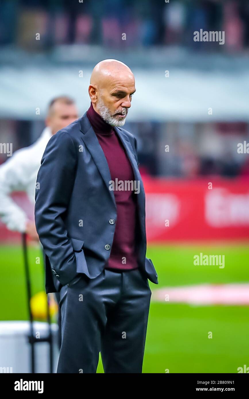 Milan, Italy. 01st Jan, 2020. Head Coach of AC Milan Stefano Pioli during  italian soccer Serie A season 2019/20 of AC Milan - Photo credit Fabrizio  Carabelli /LM Credit: Independent Photo Agency/Alamy