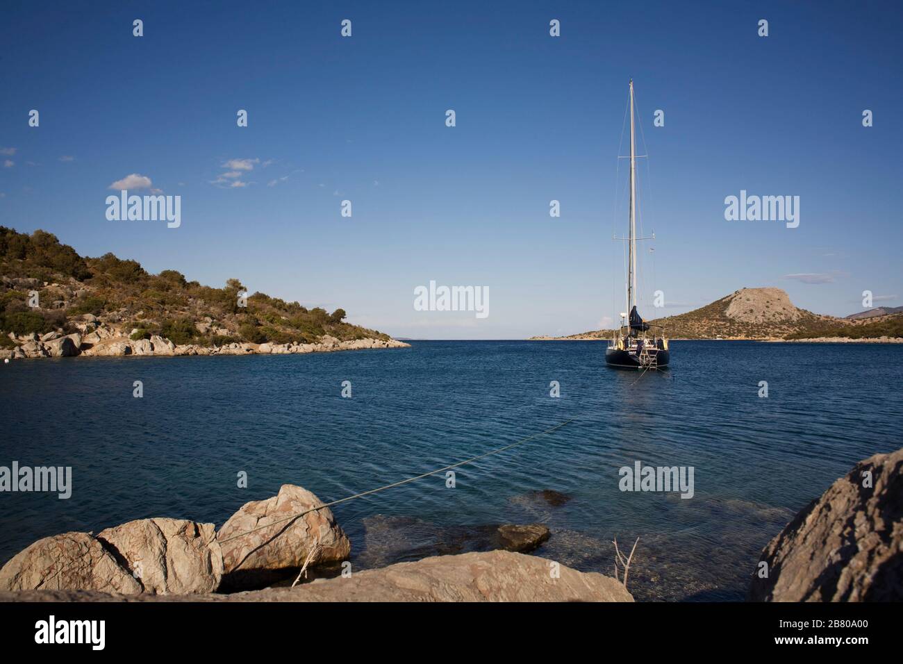 Egean islands and Peleponese peninsula. Egean Sea, Mediterranean. Greece (Hellas), Europe. Stock Photo