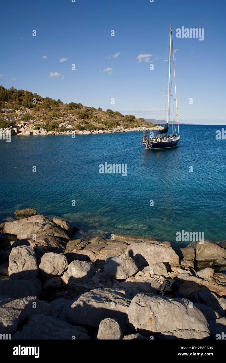 Egean islands and Peleponese peninsula. Egean Sea, Mediterranean. Greece (Hellas), Europe. Stock Photo