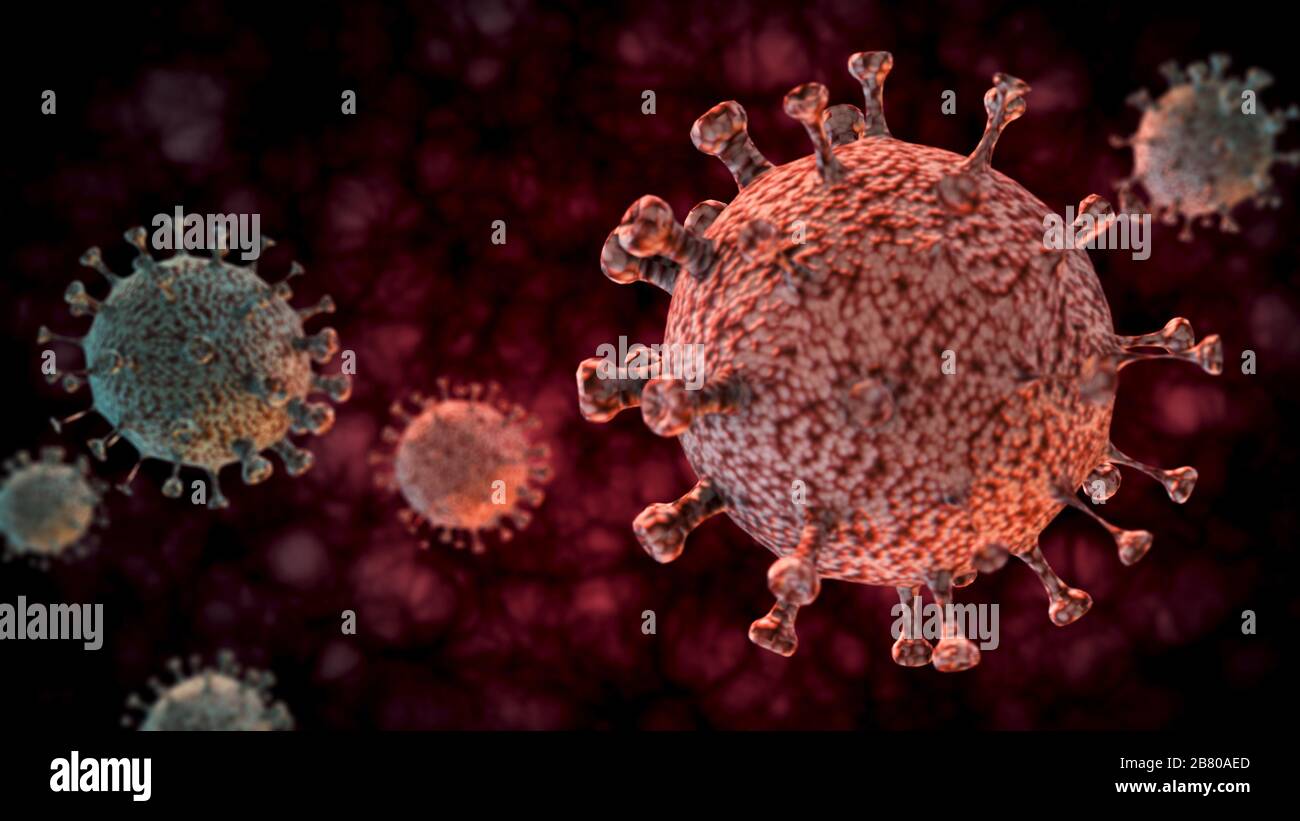 Coronavirus 3D illustration. Covid-2019 Stock Photo