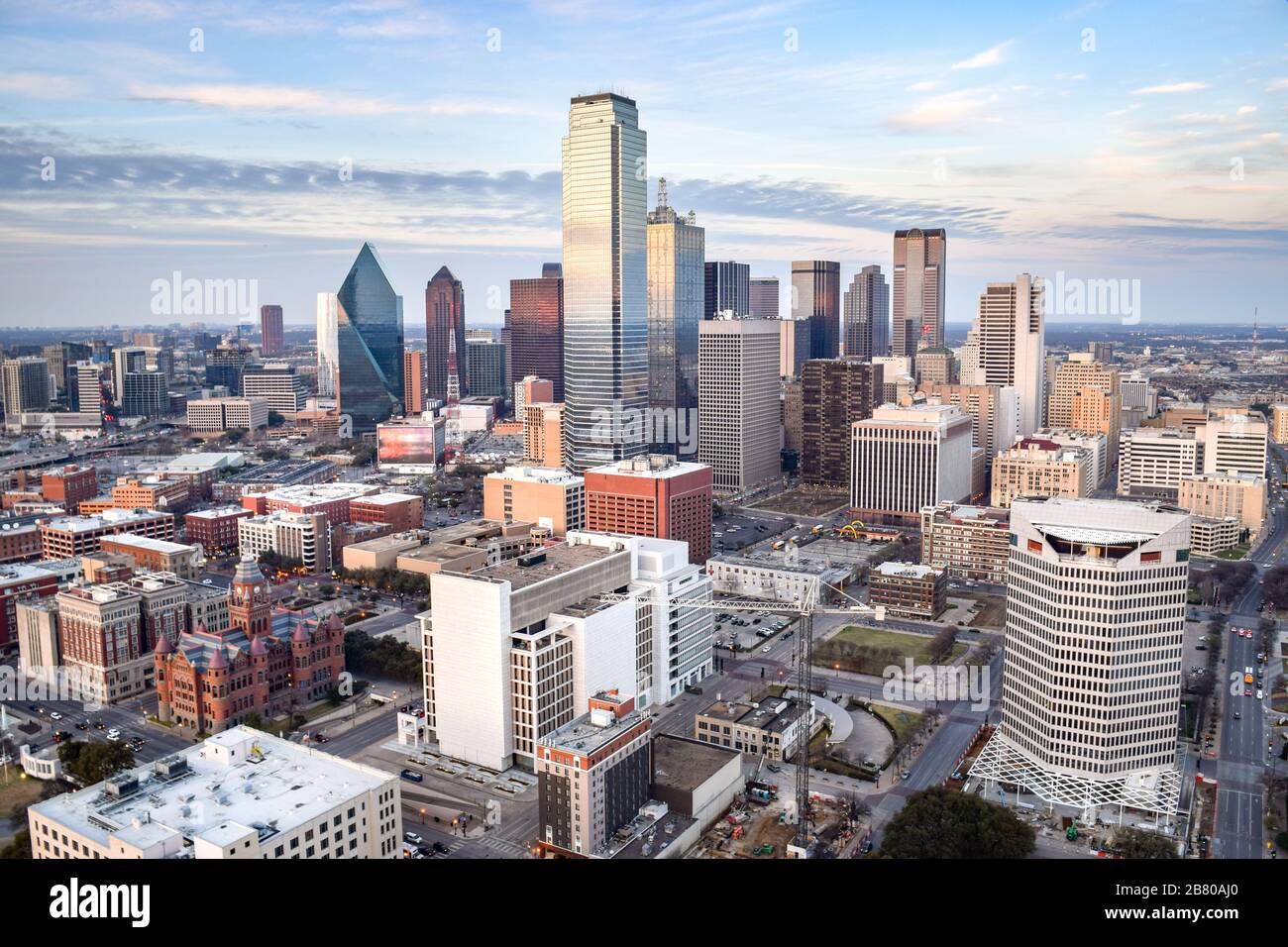 Aerial View of Downtown Dallas on a Summer Evening - Dallas, Texas, USA ...