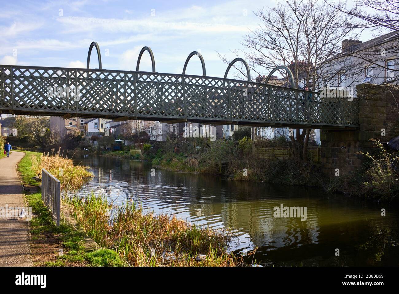 Footbridge number 103 at Shaw Street in Lancashire over the canal Stock Photo