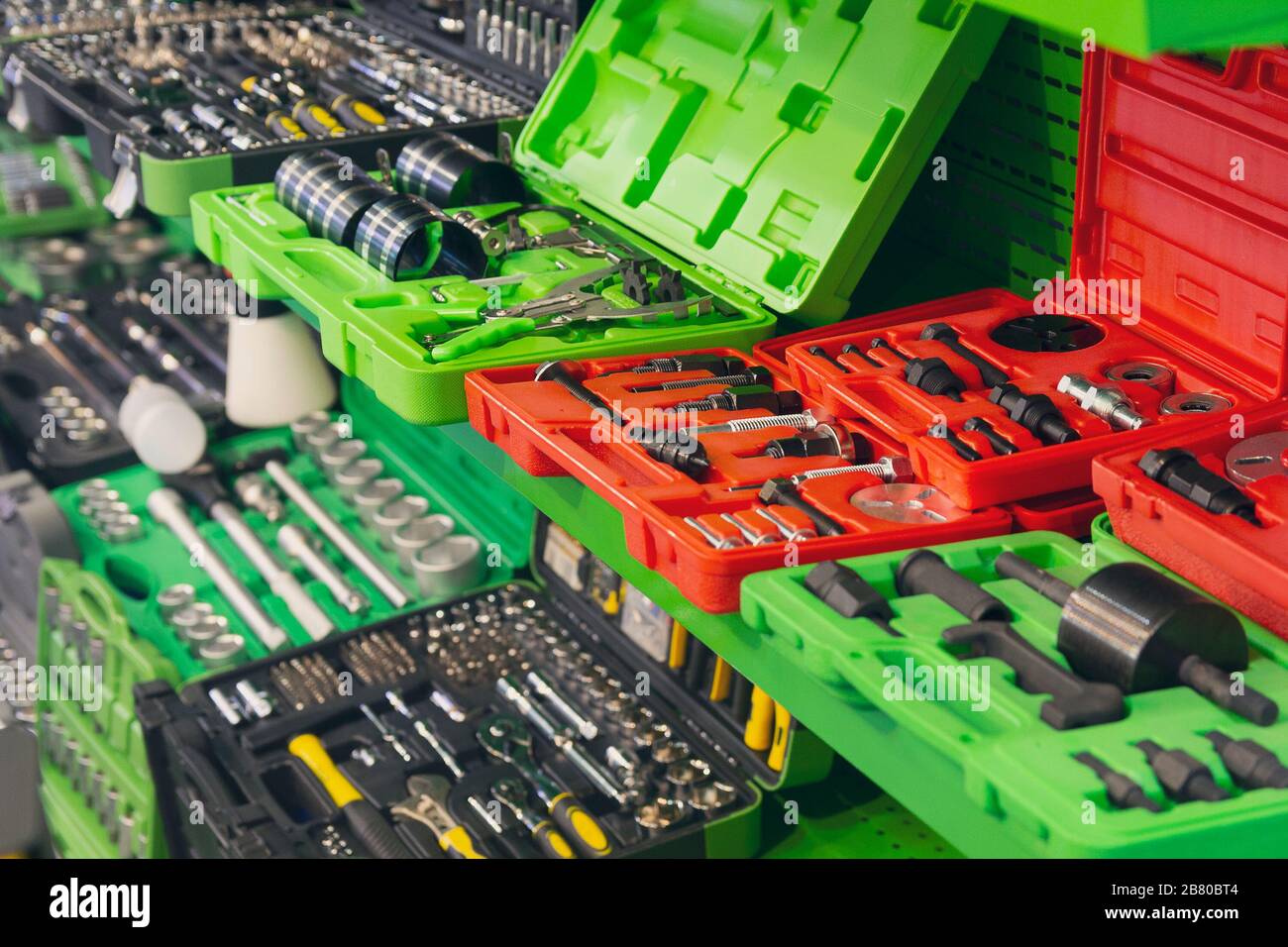 Tool kits on the shop counter. Sales Stock Photo Alamy