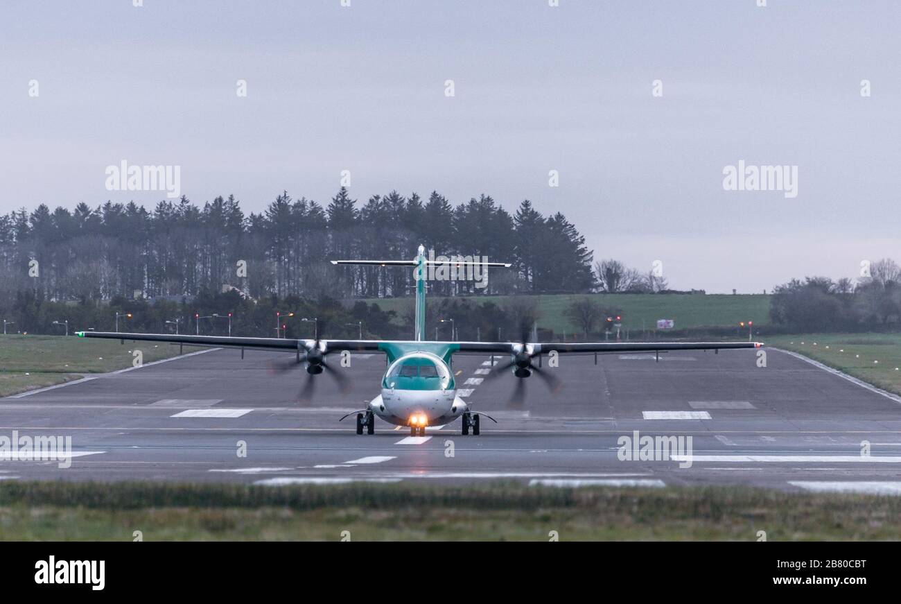 Cork Airport, Cork, Ireland. 19th March, 2020. Connect Airways, the holding company behind Stobart Air and which operates the Aer Lingus Regional service, has fallen into administration in the UK, The move is linked to the recent collapse of Flybe who were also part of Connect Airways. Picture shows Aer Lingus Regional preparing for takeoff to Birmingham at Cork Airport, Cork, Ireland. - Credit; David Creedon / Alamy Live News Stock Photo