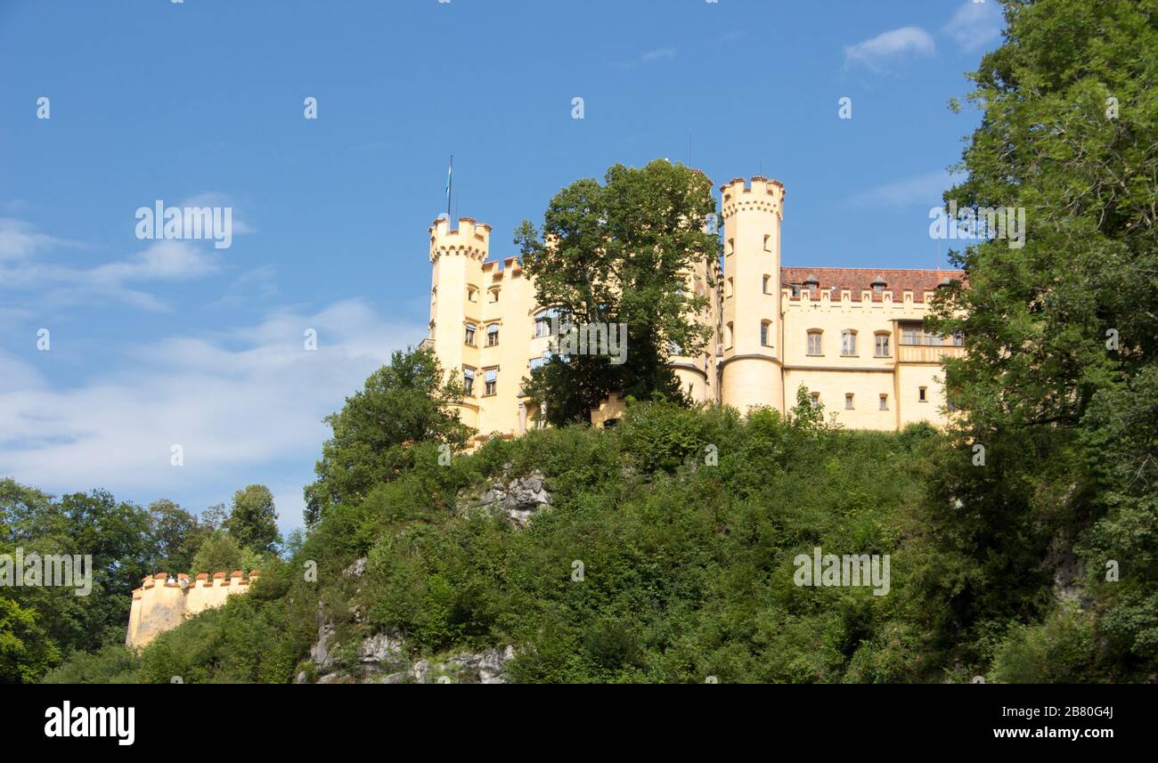 Hohenschwangau castle near fuessen, Bavaria, Germany sunny day Stock Photo