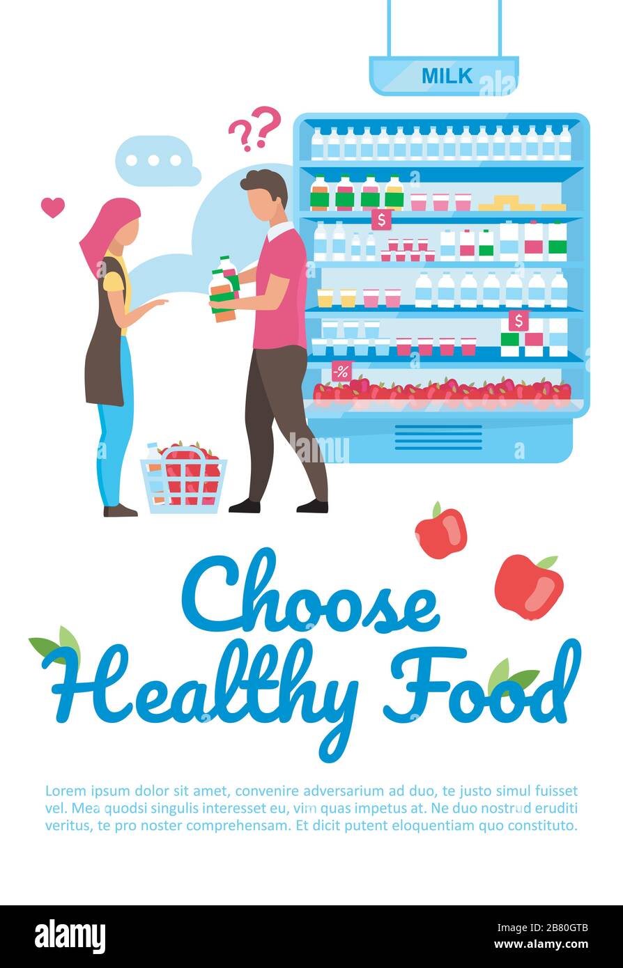 Choose healthy food poster template layout Stock Vector