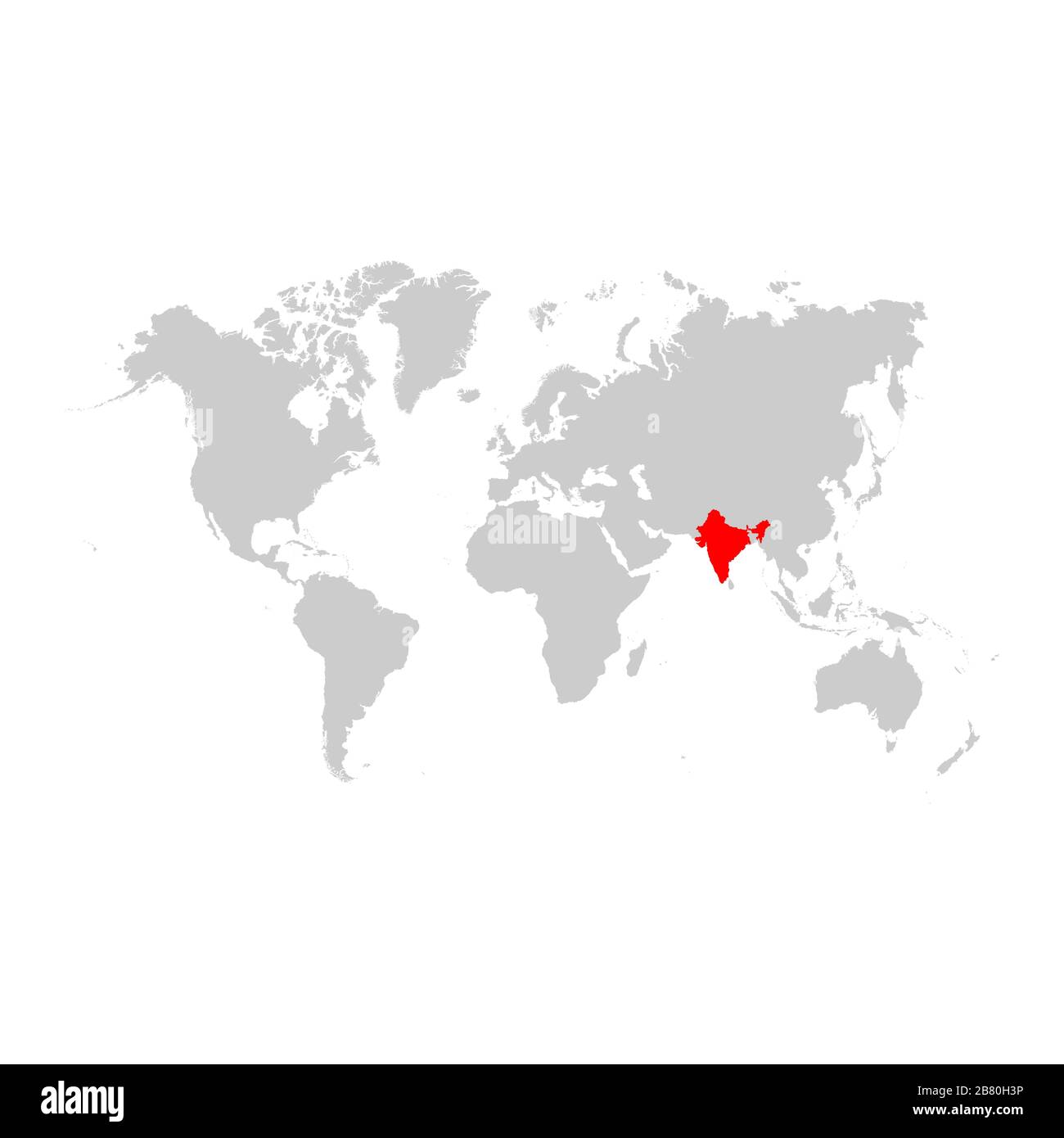India on world map Stock Vector